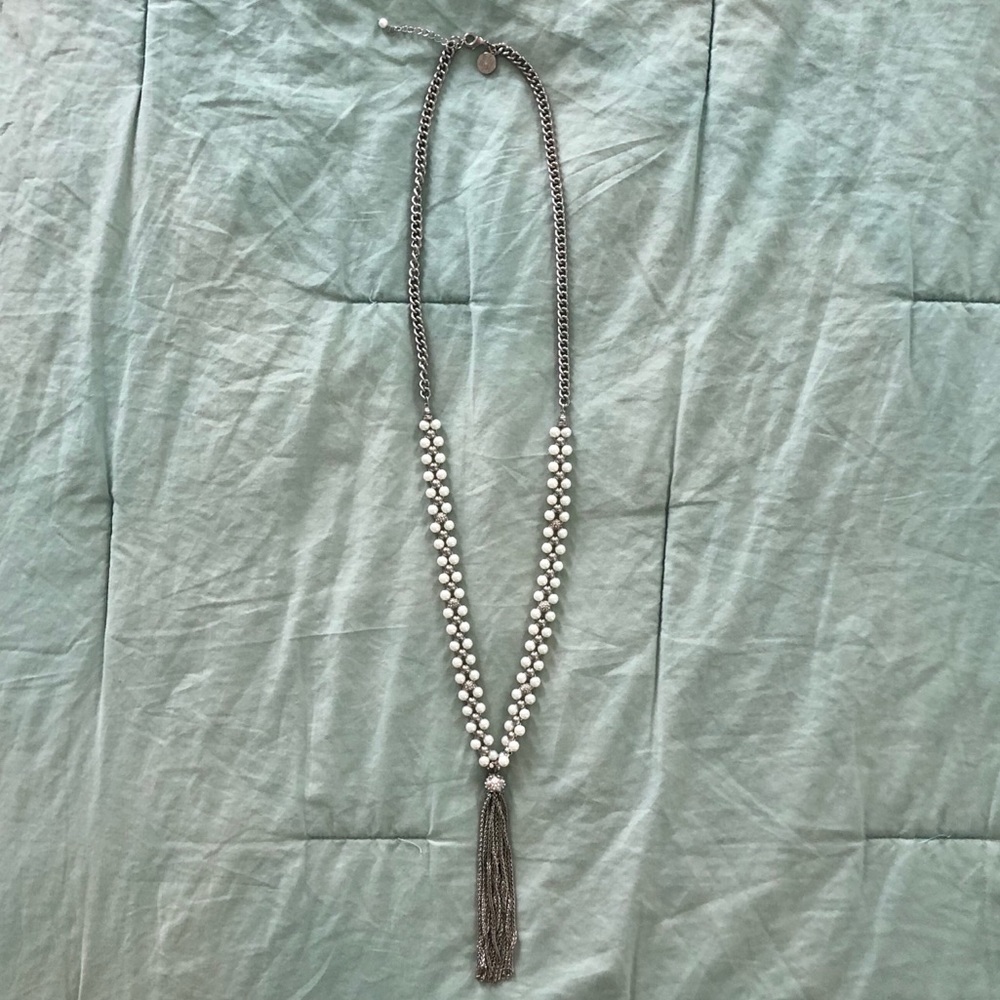 Long Pearl Necklace with Tassel
